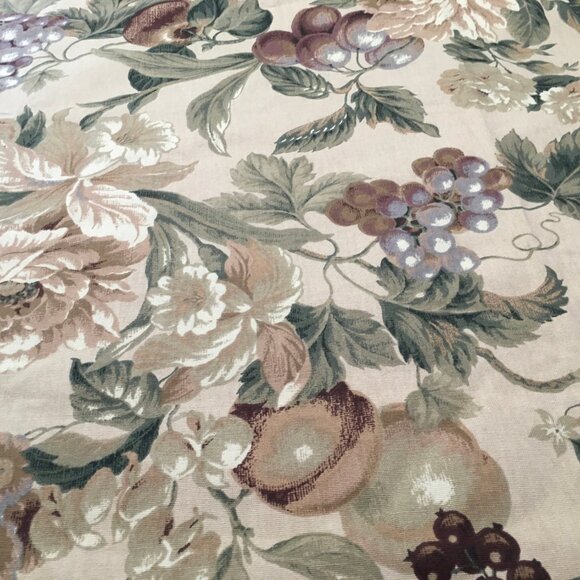 Richloom Fabric 1995 Cabbage Roses Grapes Leaves Brown Tones Upholstery  3.25 Yd - Picture 2 of 6